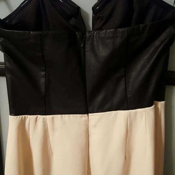 Straplesa Faux Leather Jumpsuit w/Ivory pants - Picture 4 of 4